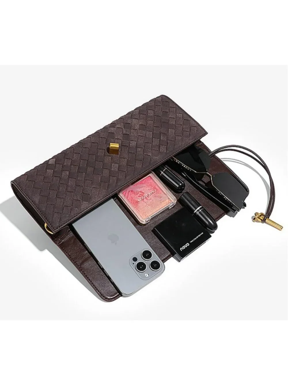 Chic Suede Woven Evening Clutch | Stylish Crossbody Shoulder Hobo Purse